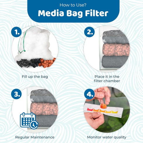 SunGrow Media Filter Bags, 10 White Mesh Nylon Pouch with Green String for Holding Aquarium Media, 8 x 5.5 - Inches...