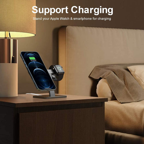 EWA 2 in 1 Magsafe Charger Stand, Aluminum Alloy,Phone Stand Holder,Compatible with iphone15/pro/pro Max, iPhone 14/13/12/ Pro Max/Mini and Apple ...