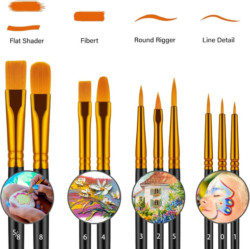 Paint Brushes Set, 60 Pcs Paint Brushes for Acrylic Painting, Oil Watercolor Acrylic Paint Brush, Artist Paintbrushes for Body Face Rock Canvas, K...