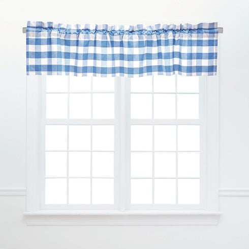 C&F Home Franklin Cornflower Blue Gingham Checkered 100% Cotton Single Window Valance Curtain 16" x 72" Home Kitchen Living Room Dining Dinner Bed...