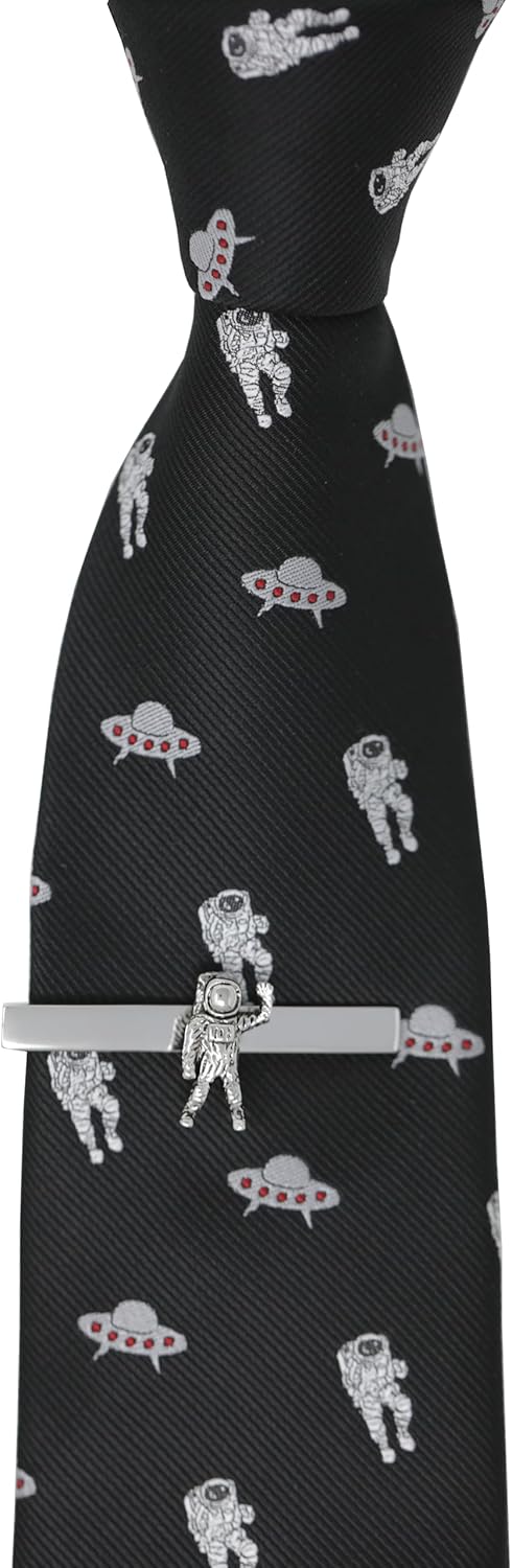 Antique Silver Tone Astronaut Tie Clip Space Pilot Tie Clip With Box...