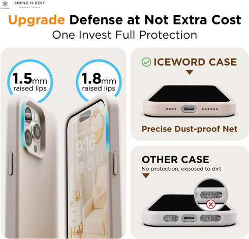 IceSword iPhone 15 Pro Case Stone (2023), Liquid Silicone Case Phone Cover Slim Protective, Soft Anti-Scratch Microfiber Lining, Light Beige Tan C...