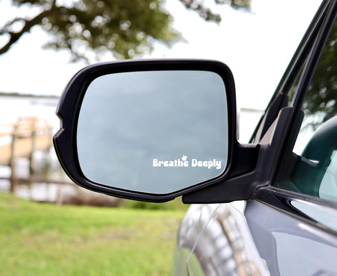 3 x Breathe Deeply Rearview Mirror Decal, Rear View Mirror Accessories, Car Decals, Car Stickers, Vanity Mirror Stickers, Gift for Him/Her - White...