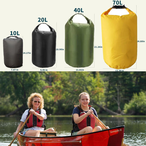 Dry Bags Waterproof, Ultralight Dry Sack, 10L/20L/40L/70L Waterproof Bags,Roll Top Sack for Kayaking, Beach, Rafting, Boating, Hiking, Camping,Swi...