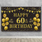 Trgowaul 60th Birthday Backdrop Gold and Black 5.9 X 3.6 Fts Happy Birthday Party Decorations Banner for Women Men Photography Supplies Background...