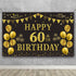 Trgowaul 60th Birthday Backdrop Gold and Black 5.9 X 3.6 Fts Happy Birthday Party Decorations Banner for Women Men Photography Supplies Background...