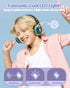 Kids Bluetooth Headphones, Colorful Wireless Over Ear Headset with LED Lights, Built-in Mic, 45H Playtime, 85dB/94dB Volume Limited Headphones for...