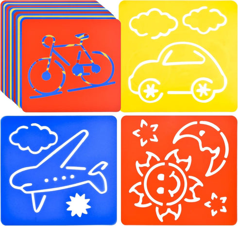 24 Pieces Painting Stencil Templates for Kids 6 Inches Drawing Stencils Chalk Stencils Plastic Drawing Washable Template Stencils for Children Tod...