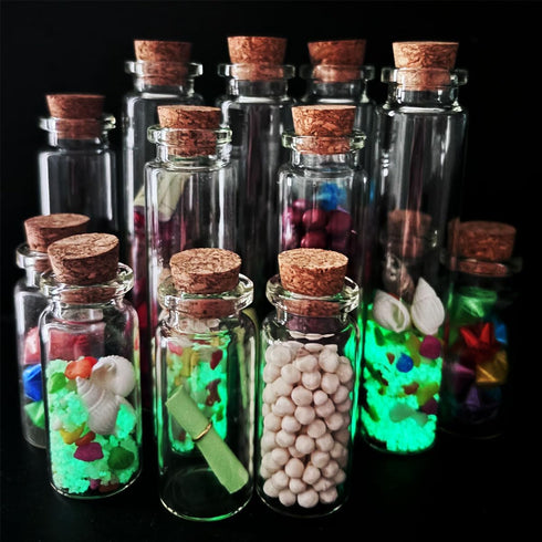 Mini Glass Jars with Cork Lids, 10ml DIY herb Sand Art, Small Romantic Decorations Glass Bottles Message Craft, Birthday Wedding Anniversary Party...