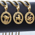Gold Plated Zodiac Sign Pendant necklace for Women Men Leo AriesConstellation Horoscope Pendant Stainless Steel Box link Chain 22inch...