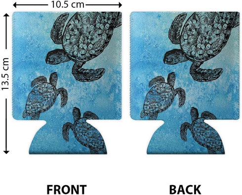 WIRESTER Can Cooler Sleeves for Soda Beer Can Drinks, 6 Pack - Ocean Sea Turtle...