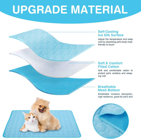 Pet Cooling Bed Mats Dog Cooling Mat Washable Comfort Breathable for Dogs and Cats Indoor Outdoor, Keep Cool Ice Silk Sleeping Mat for Summer Hot ...