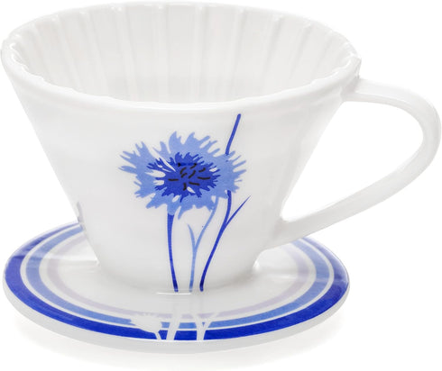 BLUE BREW Ceramic Pour Over Coffee Dripper, Size 01 Cone Coffee Maker (1-2 Cups), Manual Brew Maker, Dishwasher Safe, Portable Slow Brewing Access...