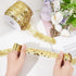 OLYCRAFT 11-Yard 1 Inch Elastic Sequin Trim Metallic Gold Stretch Sequin Trim 3-Row Fabric Paillette Ribbon Trims for Dress Embellish and Headband...
