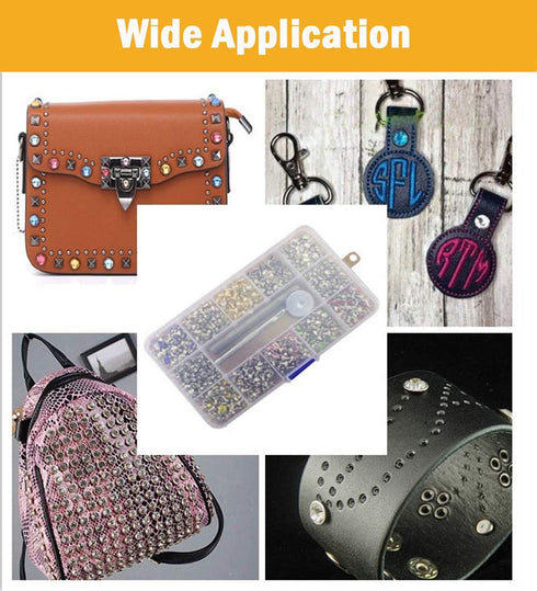 360 Sets 7mm Rhinestone Leather Rivets Kit Rapid Leathercraft Crystal Tubular Metal Studs with 3 Tools for Handmade DIY Decoration Accecssories...