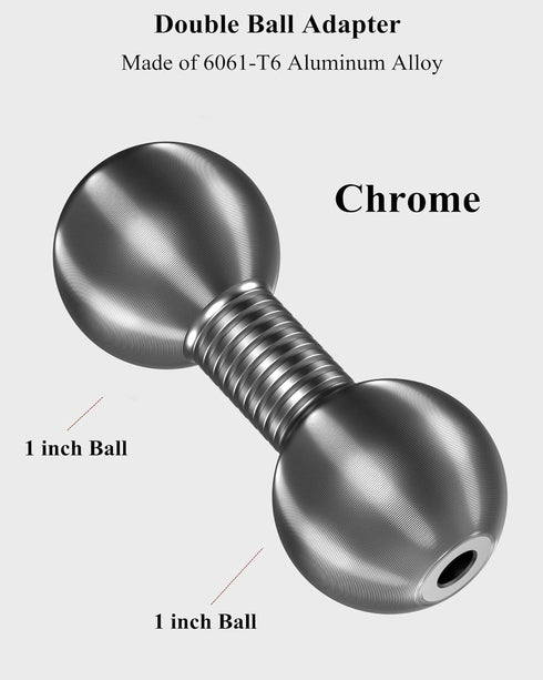 BRCOVAN Aluminum Alloy 1'' Ball to 1'' Ball Adapter Compatible with RAM Mounts B Size Double Socket Arm, Chrome...