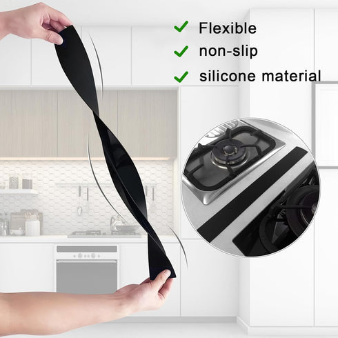 25Inch Kitchen Silicone Stove Counter Gap Cover, Easy Clean Heat Resistant Wide & Long Gap Filler, Seals Spills Between Counter, Stovetop, Oven, W...