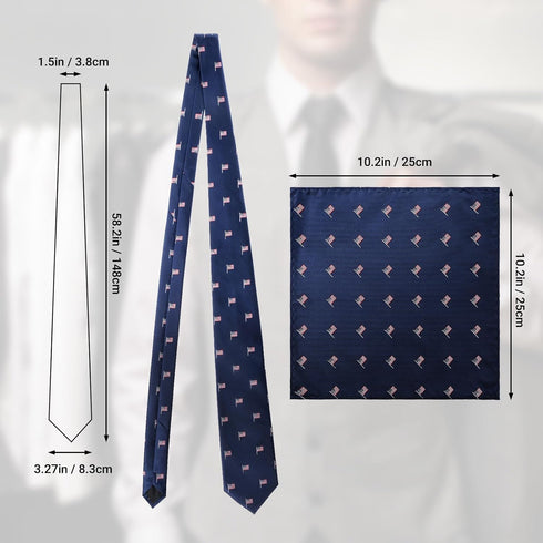 Men's American Flag Tie Set 3.27" (8.3CM) USA Flag Neckties and Pocket Square Set with Gift Box...