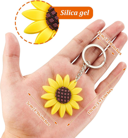 WILLBOND Sunflower Keychains Pendants Backpack Hanging Sunflower Button Key Ring for Summer Birthday Party Favor (36 Pieces)...