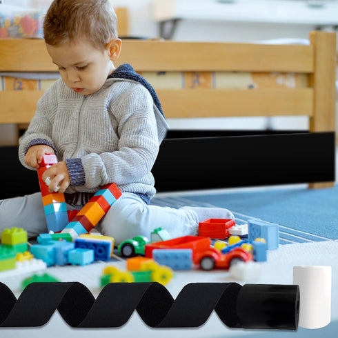32.8 Feet Under Bed Blocker for Pets Adjustable Gap Bumper Toy Blocker for Under Couch with Adhesive Mounting Strap for Stopping Toys Going Under ...