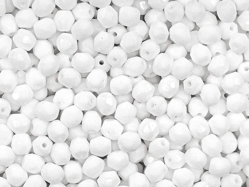 Set of Czech Faceted Glass Beads, Fire-Polished, Round 3mm, 4mm, 6mm. Two colors: Chalk White, Crystal Full Labrador. A total of 500 Pieces. Kit f...
