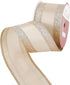 HUIHUANG Champagne Gold Wired Satin Ribbon with Glitter Stripe Edges 2.5 inch, Champagne Christmas Ribbon for Tree, Bows Making, Wreath Supplies, ...