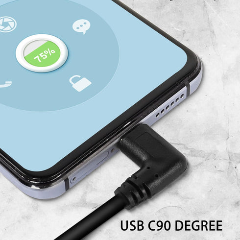 GELRHONR Right Left Angle USB Type C Cable, 90 Degree 18W Fast Charging USB A to USB C Cable (Black-Right-1M)...