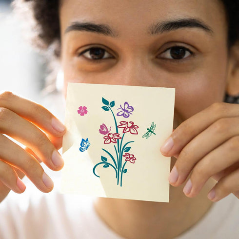 CRASPIRE Flower Clear Stamps Butterfly Tulip Plant Dragonfly Reusable Background Postmark Transparent Silicone Stamp Seals for Journaling Card Mak...