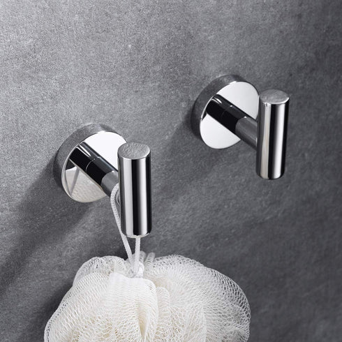 Hoooh Towel Hook, SUS 304 Stainless Steel Coat/Robe Clothes Hook for Bath Kitchen Garage Wall Mounted (2 Pack), Polished Chrome, B100-CH-P2...