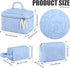 3 Pieces Cotton Quilted Makeup Bag Set Coquette Cosmetic Bag Aesthetic Travel Toiletry Bags Cute Pouch Kawaii Aesthetic for Women (Blue Flower)...