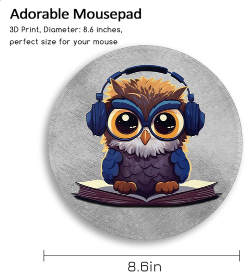 Cute Owl Mouse Pad, Funny Small Mouse Pads for Desk, Round Mousepad for Wireless Mouse Gaming Work Laptop, Mini Travel Computer Mouse Mat, Home De...