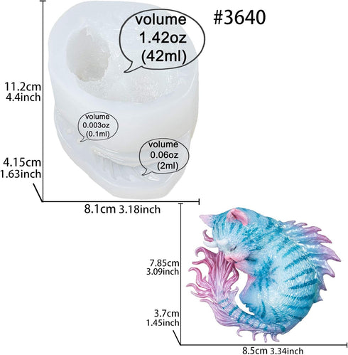 Devil Cat Epoxy Resin Silicone Mold Horned Dragon Kitten Spirit Animal for Polymer Clay, Soap, Candle, Jewelry Making Large Around 3inch...