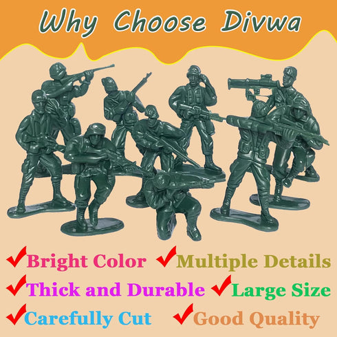 100 Pcs Army Men Toys for Boys, 10 Different Poses Soldier Set, 2.17" Green Plastic Army Men Toys for Kids...
