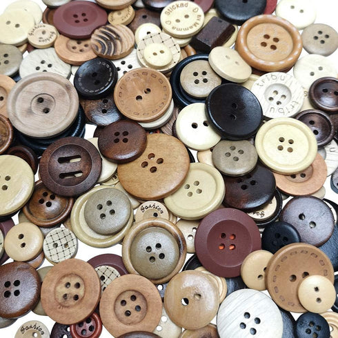 Libiline Wood 4 Hole Button - 100pcs Craft Clothe Sewing Decor Buttons...