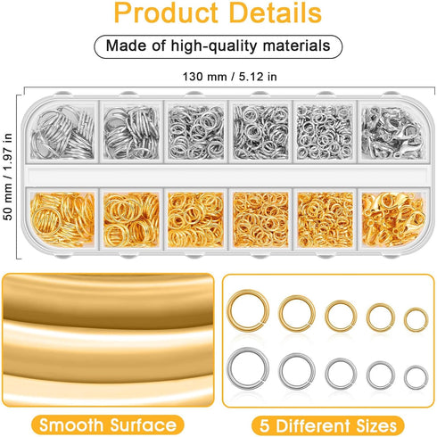 Anezus Jump Rings for Jewelry Making Supplies and Necklace Repair with Jump Ring Pliers and Open Jump Ring(1200Pcs Silver and Gold)...