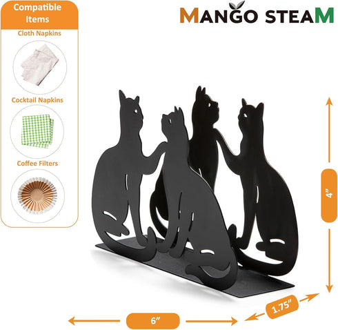 Mango Steam Tabletop Napkin/Tissue & Letter Holder For Home, Kitchen, Restaurants (Cat, Black)...