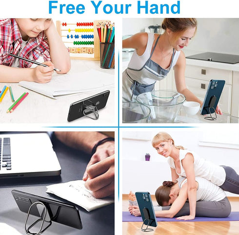 Cell Phone Ring Holder Finger Kickstand, CLZWiiN Foldable 360° Rotation Cellphone Stand for Desk, Office Desktop, Magnetic Car Mount, Metal Multi-...