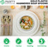 Party Bargains Disposable Hammered Cutlery Soup Spoons, 40 Count, Gold, Heavy Duty Plastic Flatware Cutlery Utensils, Excellent for Weddings, Birt...