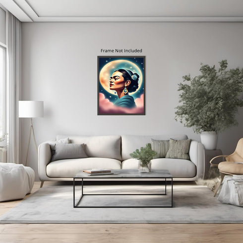 Posterizer 1 pcs- Frida Kahlo inspied art-abstract space theme-Famous Figures Art Collection-Fantasy & Fiction Art- Living Room Bedroom Decor- unf...