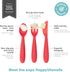 ezpz Happy Utensils - 24 Months+ (Coral) - BPA Free Toddler Utensils - Fork, Spoon and Knife for Toddlers and Preschoolers - Kids Utensils for Sel...