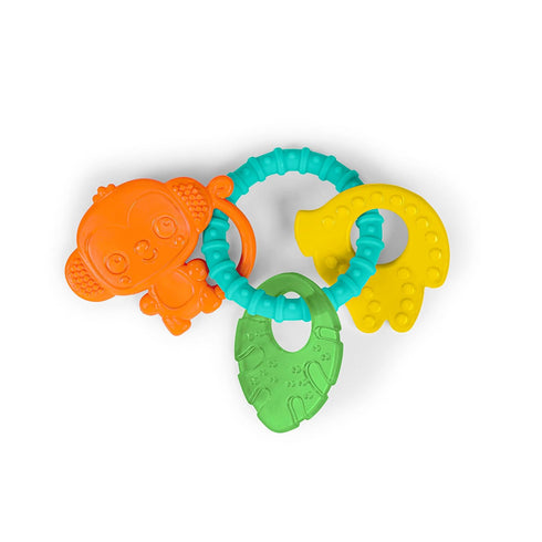 Bright Starts Tropical Chews Silicone Teething Ring - BPA-Free Monkey, Leaf, Banana - Unisex, 3 Months +...