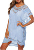 Wander Agio Womens Swimwear Cover up Swim Suit Beach Bikini Coverups Stripe Printing Hollow Out...