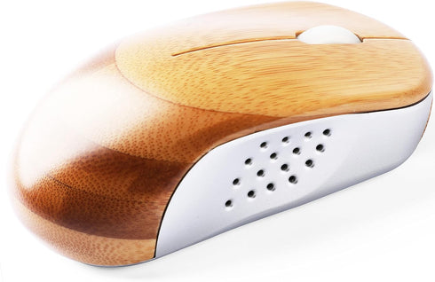 Icemouse Wireless Computer Mouse, Rechargeable Bamboo Wireless Mouse 2.4GHz Optical Silent Mouse with USB Receiver and 4 Adjustable DPIs, for Lapt...
