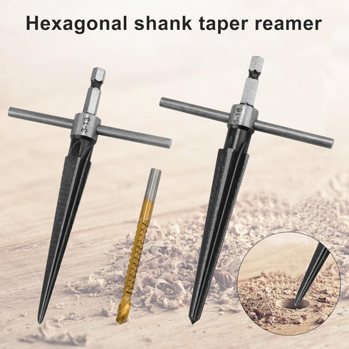 5pcs Tapered Reamer Tool Set, 3-13mm (1/8''-1/2'') & 5-16mm(1/2"-5/8") Bridge Pin Hole Hand Reamer Tool Detachable T-Handle Tapered Reamer for Gui...