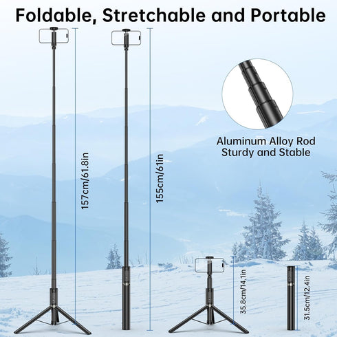 SYNCWIRE 62" Phone Tripod, All-in-One Aluminum Selfie Stick Tripod with Bluetooth Remote for iPhone and Android Smartphones, Perfect for Selfie, T...