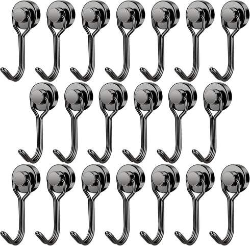 FINDMAG 30 LBS Magnetic Hooks Heavy Duty Magnetic Swivel Hooks Cruise Black Strong Neodymium Magnet Hook for Hanging, Magnets with Hook for Refrig...