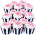 Black and White Striped Cupcake Wrappers, 50 Count - Reversible White Design, Scalloped Black and White Cupcake Wrappers for Parties and Events...
