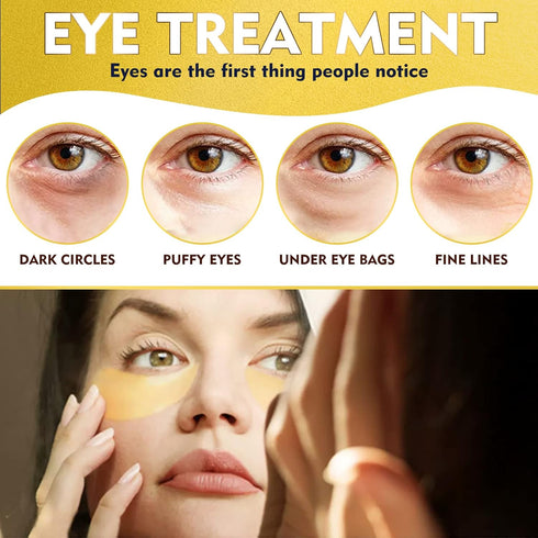 Under Eye Mask, 24 Gold Hydrating Eye Patches, Amino Acid & Collagen Eye Masks For Dark Circles And Puffiness, Women And Man Eye Bags Treatment Fo...
