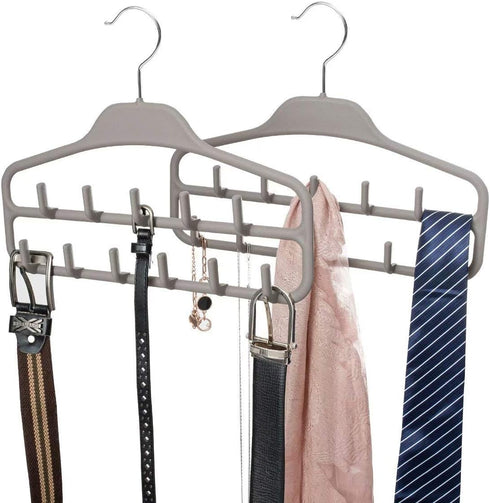 FairyHaus Belt Hanger Organizer 2 Pack, Non Slip Tie Rack Holder, Durable Hanging Closet Accessory Hooks for Belts, Ties, Jewelry, Scarves, Tank T...