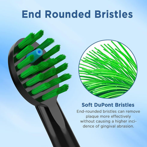 Replacement Toothbrush Heads for All Waterpik Sonic Fusion Models (SF-01, SF-02, SF-03, and SF-04 Series), Compact, with Covers, 10 Count, Black...